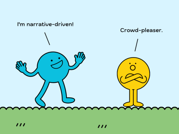 Narrative-driven vs Character-driven stories cartoon